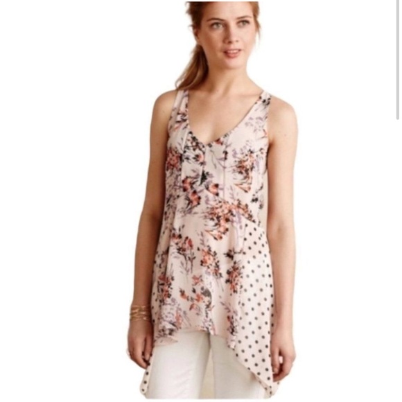 Anthropologie Vanessa Virginia Garden Pop Floral Polka Dot Tank Top - Picture 4 of 5
